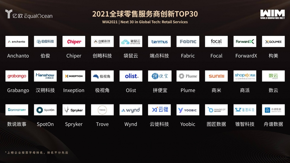 億歐 2021全球零售服務商創(chuàng)新TOP30